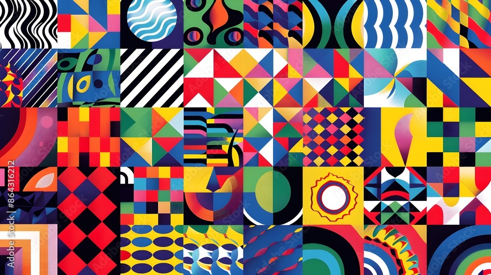 Vibrant Geometric Patterns for Captivating Shirt Designs on White Background Vibrant Geometric Patterns for Captivating Shirt Designs on White Background