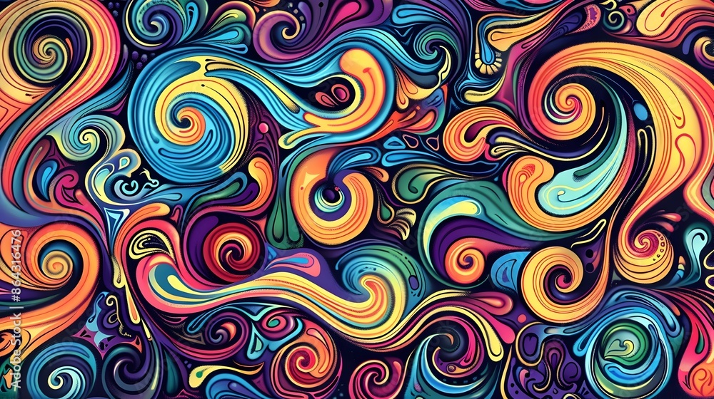 Vibrant Psychedelic Swirl Pattern for Sticker and Shirt Design Vibrant Psychedelic Swirl Pattern for Sticker and Shirt Design