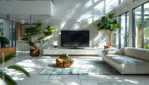 Modern living room with smart LED TV