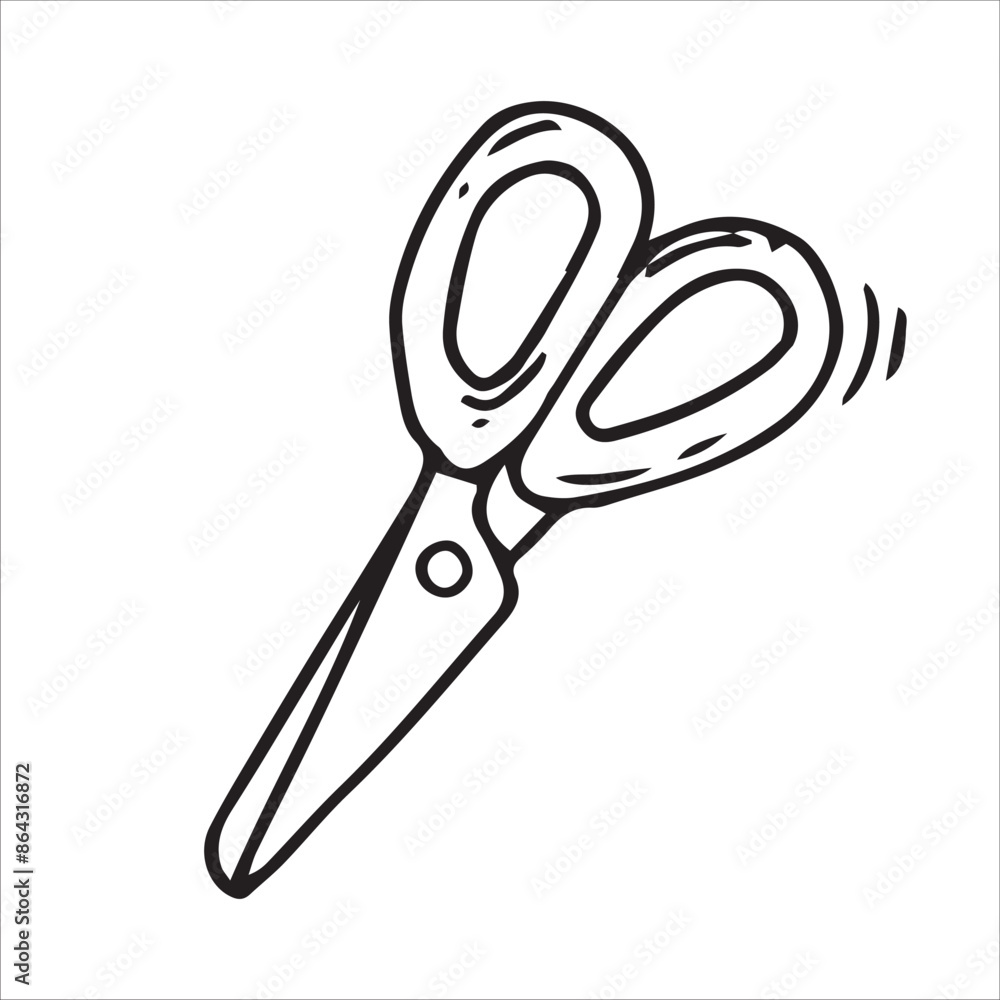 Simple drawing of scissors, handmade icon. Black and white drawing in sketch style, vintage graphic Simple drawing of scissors, handmade icon. Black and white drawing in sketch style, vintage graphic