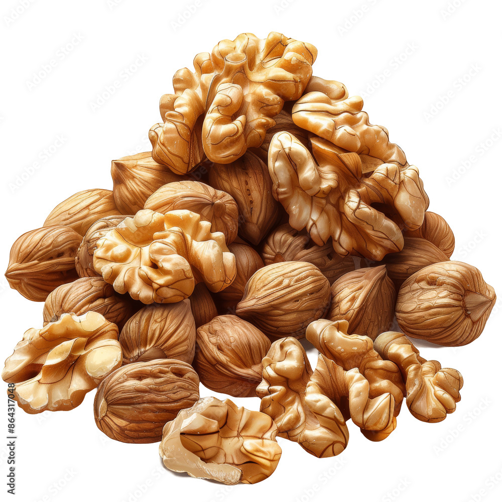 Walnuts Group Isolated on Transparent or White Background, PNG Walnuts Group Isolated on Transparent or White Background, PNG