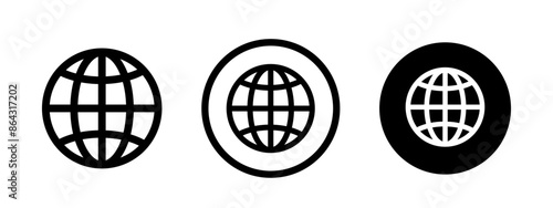 Globe icon set. Planet Earth, world map in different variations.