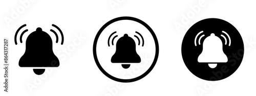 Bell icon. Notification bell icon set. Social media element. Alarm symbol. Vector illustration