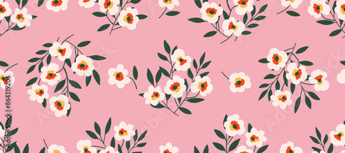 Bunch of flowers, seamless patterns with floral for fabric, textiles, clothing, wallpaper, wall art, cover, banner, interior decor, abstract backgrounds. vector illustration.