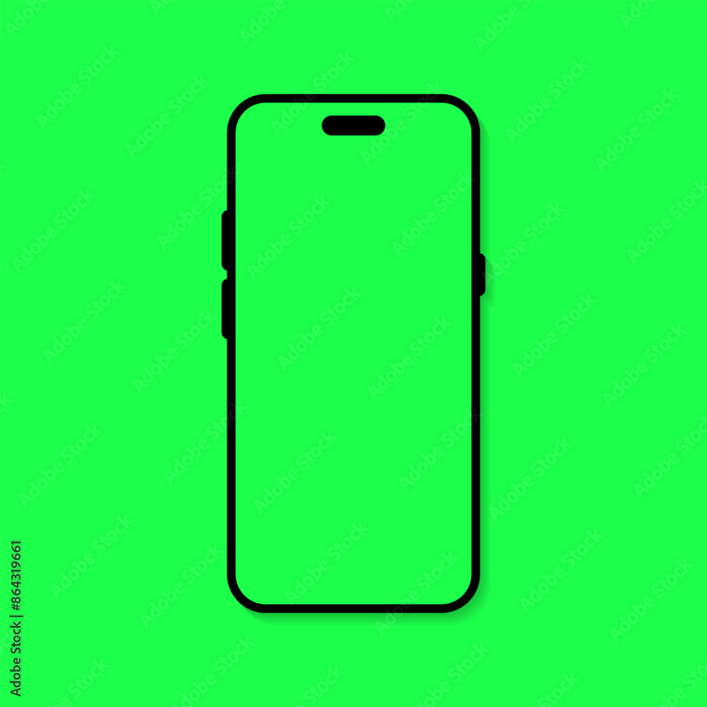 Smartphone with green screen icon. Phone mockup illustration Smartphone with green screen icon. Phone mockup illustration