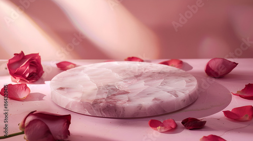 Wallpaper Mural Rose Marble Disc on Rose-Colored Table Torontodigital.ca