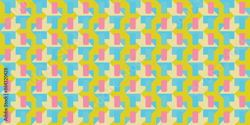 Abstract line shape geometric motif pattern continuous background. Modern lux fabric design textile swatch dress, man shirt all over print block. 