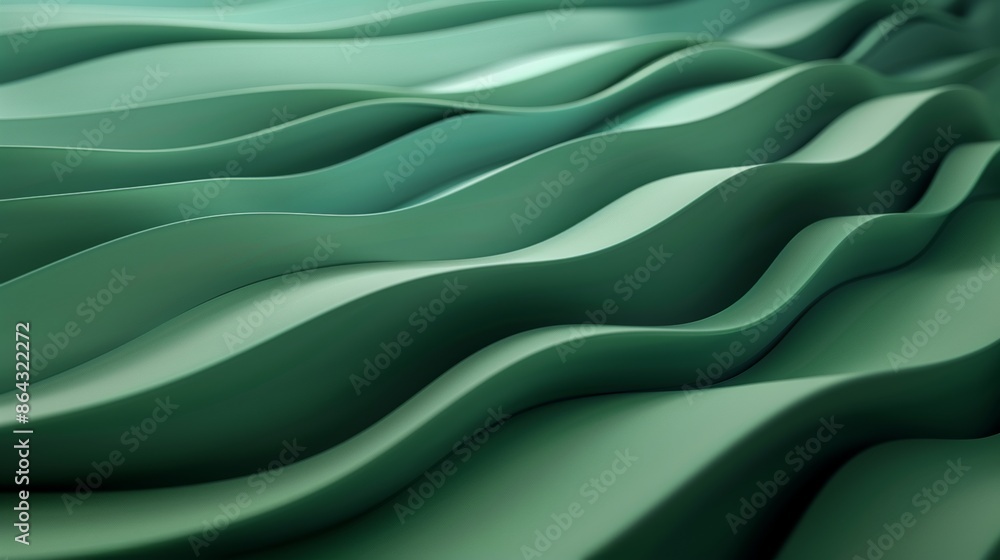 Obraz premium Green abstract wave pattern, smooth gradient. Modern design and texture concept