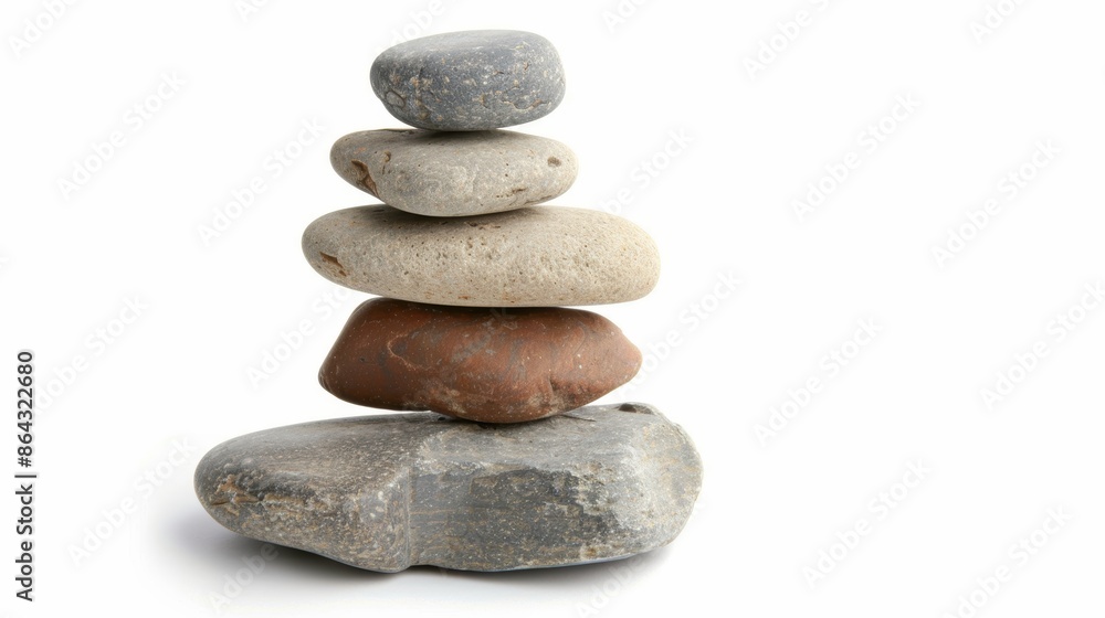 concept of balance, stacked stones, zen style, isolated on white background concept of balance, stacked stones, zen style, isolated on white background