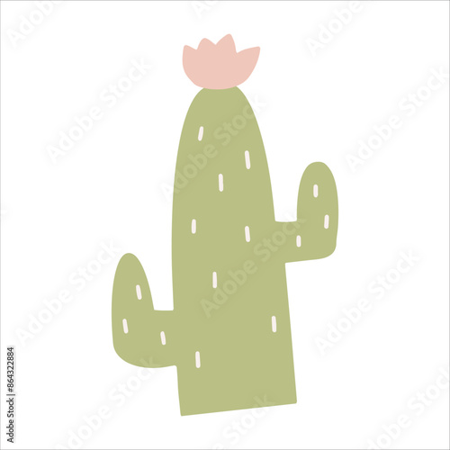 Cactuses. Desert plant, Mexican cacti flower.  Cartoon decorative gardening cactus, home plants, summer Mexico nature plants. Vector flat set. Exotic botanical spiny elements