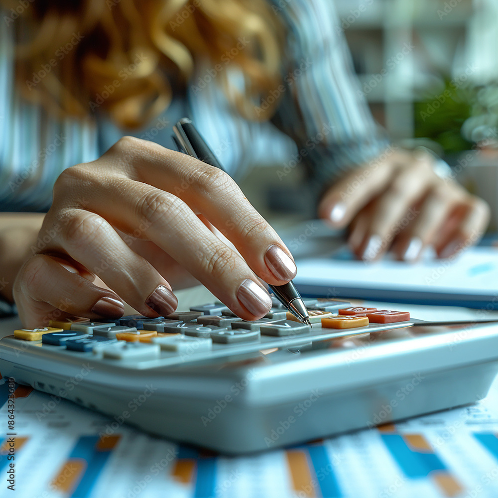accountant working on desk using calculator, generative ai accountant working on desk using calculator, generative ai