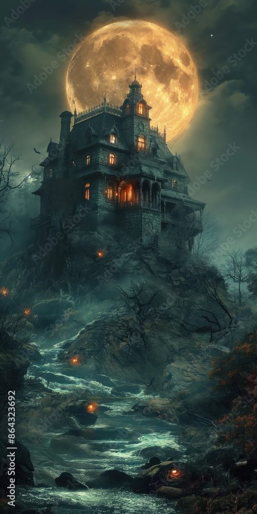 Mysterious Mansion on a Cliffside Mysterious Mansion on a Cliffside
