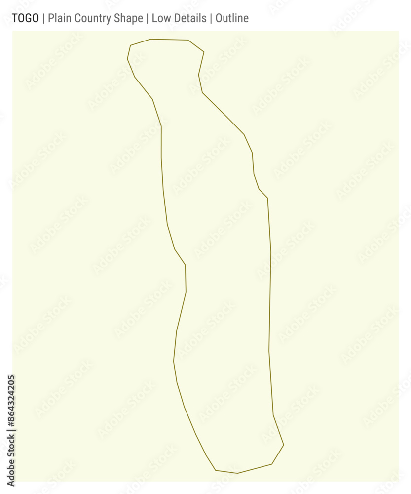 Togo plain country map. Low details. Outline style. Shape of Togo. Vector illustration. Togo plain country map. Low details. Outline style. Shape of Togo. Vector illustration.