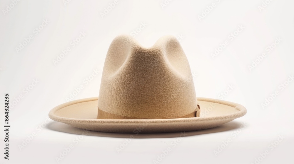 Felt Hat. Beige Wide Brimmed Hat Isolated on White Background Felt Hat. Beige Wide Brimmed Hat Isolated on White Background