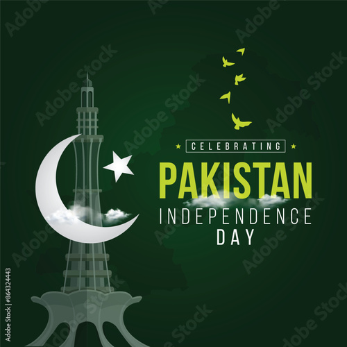 14th August Pakistan Independence Day. Independence Day Celebrations Design Template. Social Media Post. Vector Illustration