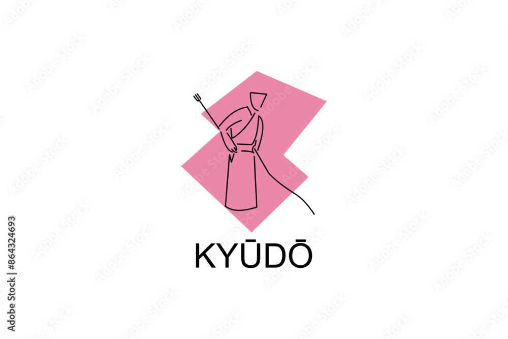 Japanese archery kyudo sport vector line icon. sportman, fighting stance. sport pictogram illustration. Japanese archery kyudo sport vector line icon. sportman, fighting stance. sport pictogram illustration.
