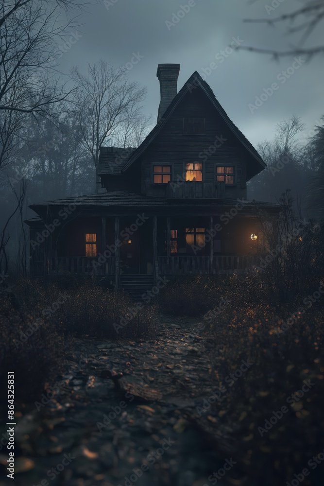Mysterious Old House in the Foggy Forest Mysterious Old House in the Foggy Forest