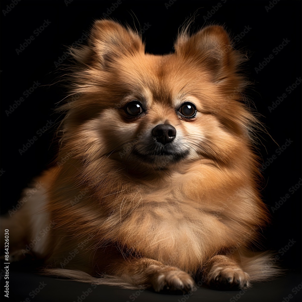 Fluffy Pomeranian Dog Posing in Professional Studio Lighting with Clean Background Fluffy Pomeranian Dog Posing in Professional Studio Lighting with Clean Background