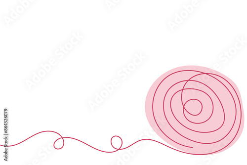 Sketch yarn ball minimal skein of woolen drawing line art. Yarn ball cotton wool hand drawn line concept with white ioslated background. Abstract,vector,illustration.