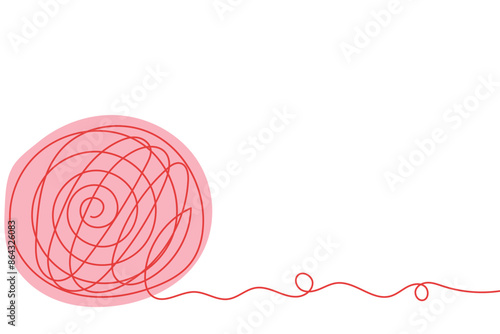 Sketch yarn ball minimal skein of woolen drawing line art. Yarn ball cotton wool hand drawn line concept with white ioslated background. Abstract,vector,illustration.