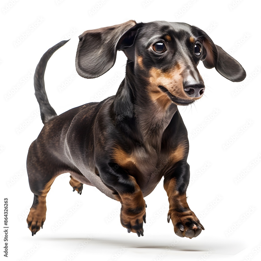 Energetic Dachshund Dog in Motion - Studio Shot with Professional Lighting Energetic Dachshund Dog in Motion - Studio Shot with Professional Lighting