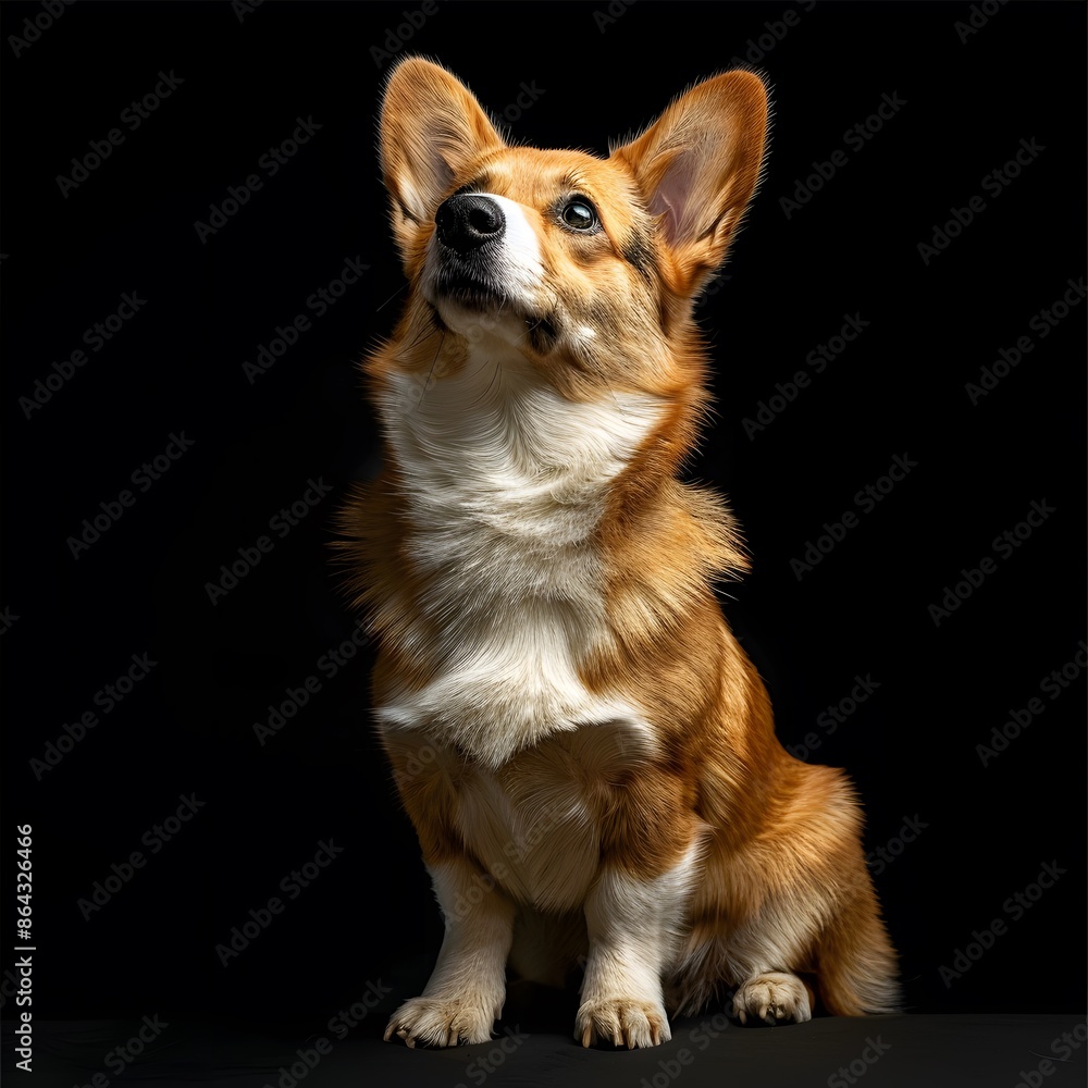 Majestic Welsh Corgi Dog Posed in Professional Studio Lighting Majestic Welsh Corgi Dog Posed in Professional Studio Lighting