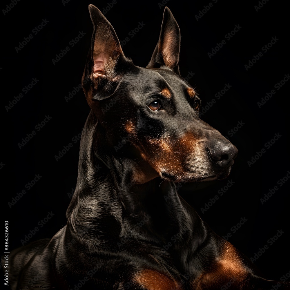 Majestic Doberman Pinscher in Studio Lighting Perfection Majestic Doberman Pinscher in Studio Lighting Perfection