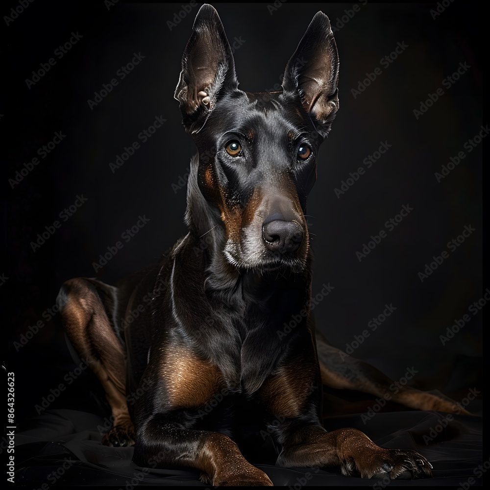 Majestic Doberman Pinscher Dog in Studio Lighting - High-Quality DSLR Portrait Photography Majestic Doberman Pinscher Dog in Studio Lighting - High-Quality DSLR Portrait Photography