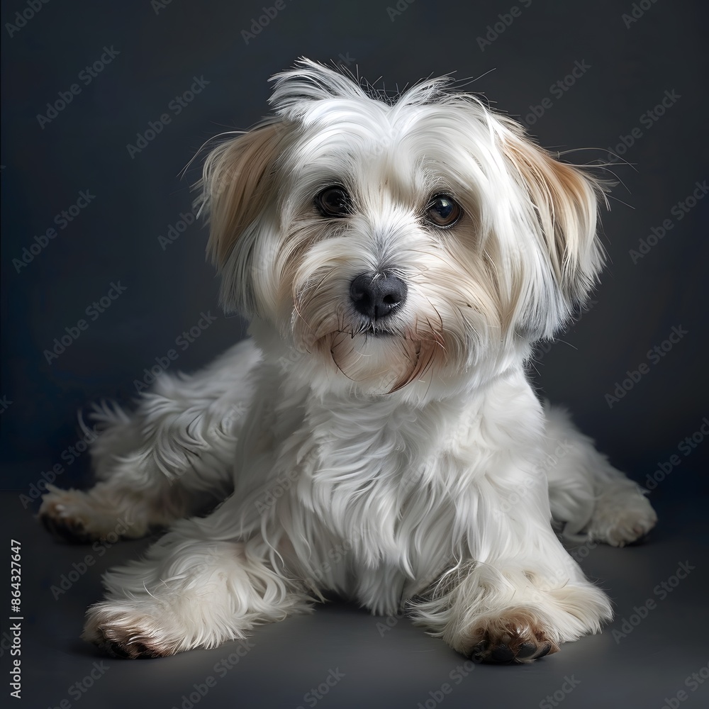 Portrait of a Serene Havanese Dog with Studio Lighting Portrait of a Serene Havanese Dog with Studio Lighting