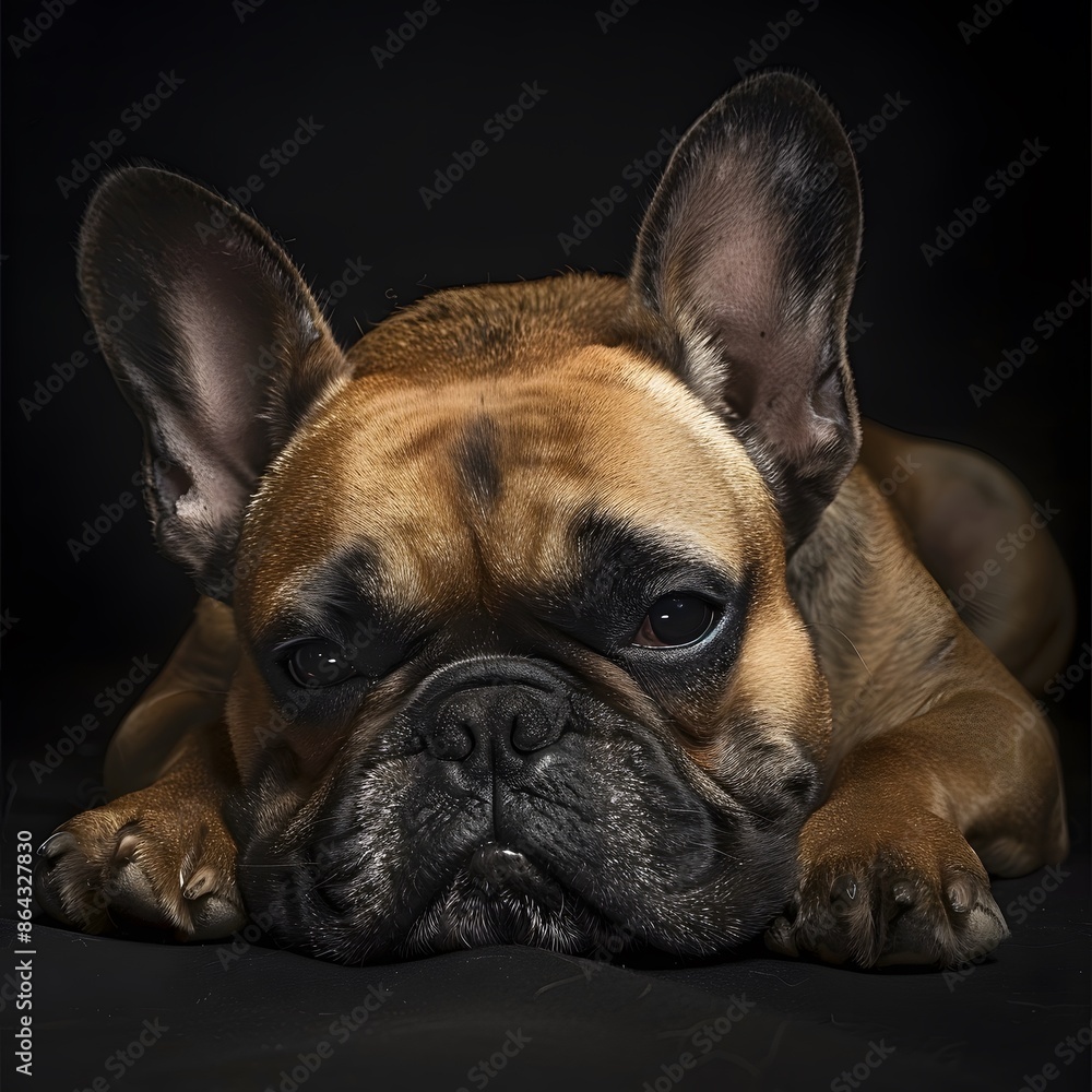 Elegant French Bulldog in Studio Lighting: High-Quality Professional Portrait of Dog in Repose Elegant French Bulldog in Studio Lighting: High-Quality Professional Portrait of Dog in Repose