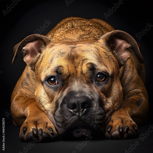 Majestic Staffordshire Bull Terrier Dog in Professional Studio Lighting