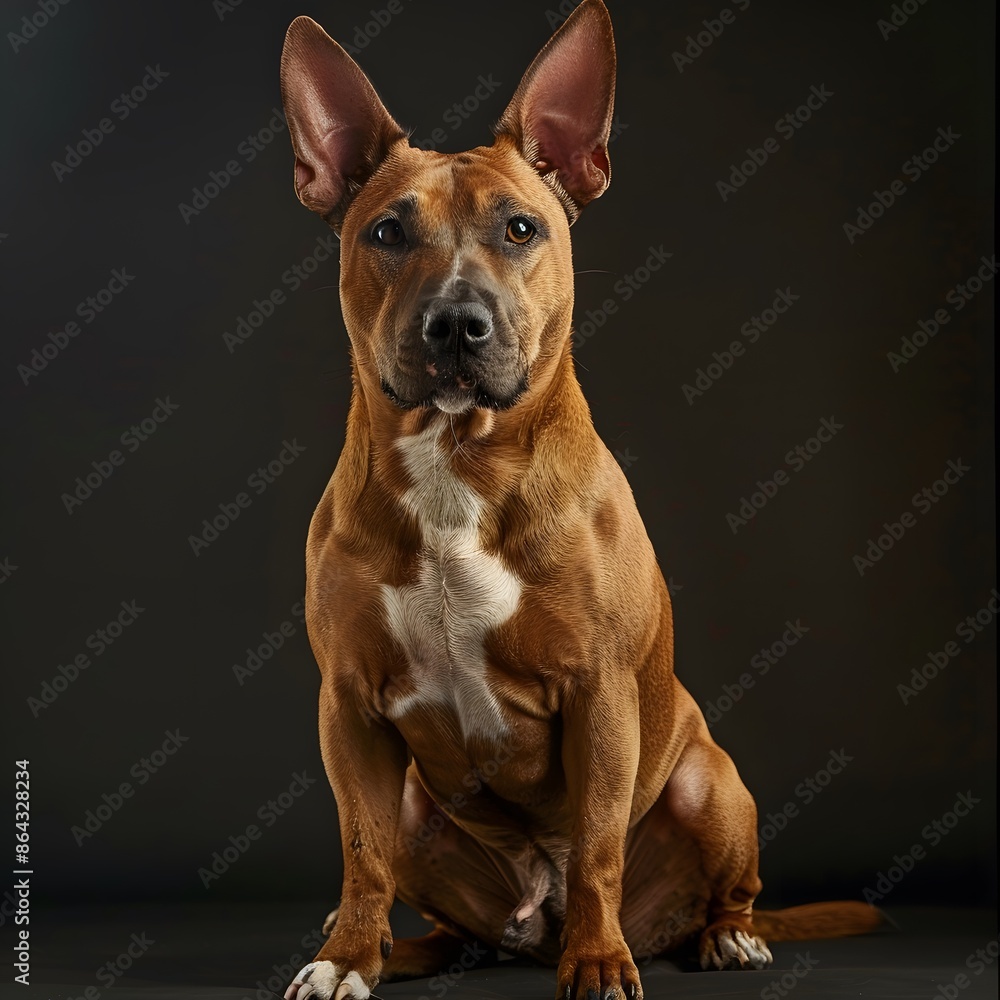 Majestic Bull Terrier Dog Posed in Professional Studio Lighting with No Background Majestic Bull Terrier Dog Posed in Professional Studio Lighting with No Background