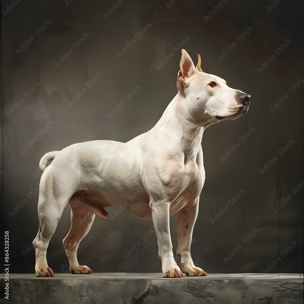 Fototapeta premium Majestic Bull Terrier Dog Portrait in Professional Studio Lighting