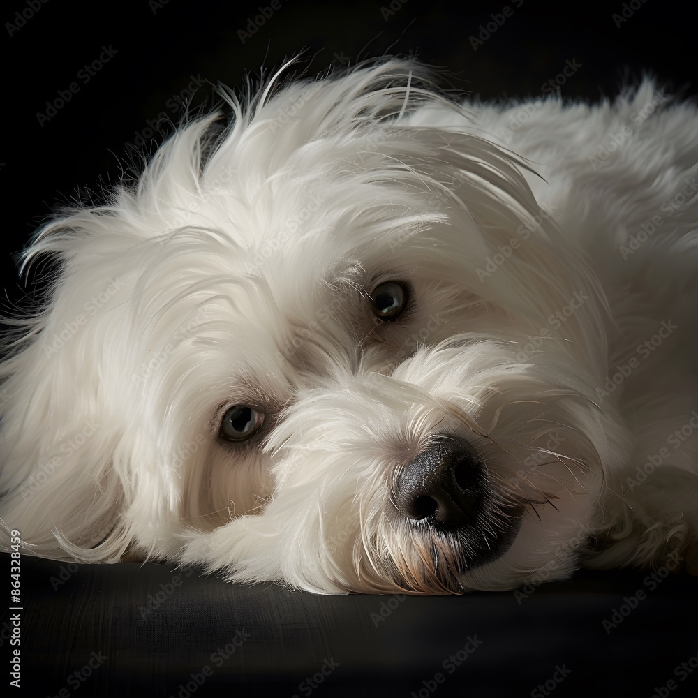 Pristine Portrait of a Coton de Tulear Dog in Professional Studio Lighting Pristine Portrait of a Coton de Tulear Dog in Professional Studio Lighting