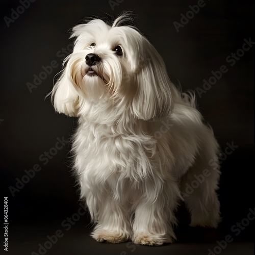 Majestic Coton de Tulear Dog Poses in Professional Studio Lighting