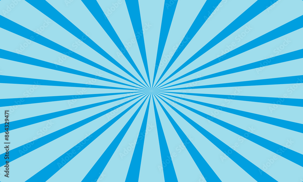 Obraz premium light blue sunburst background. light blue sun rays gradient wide vector background