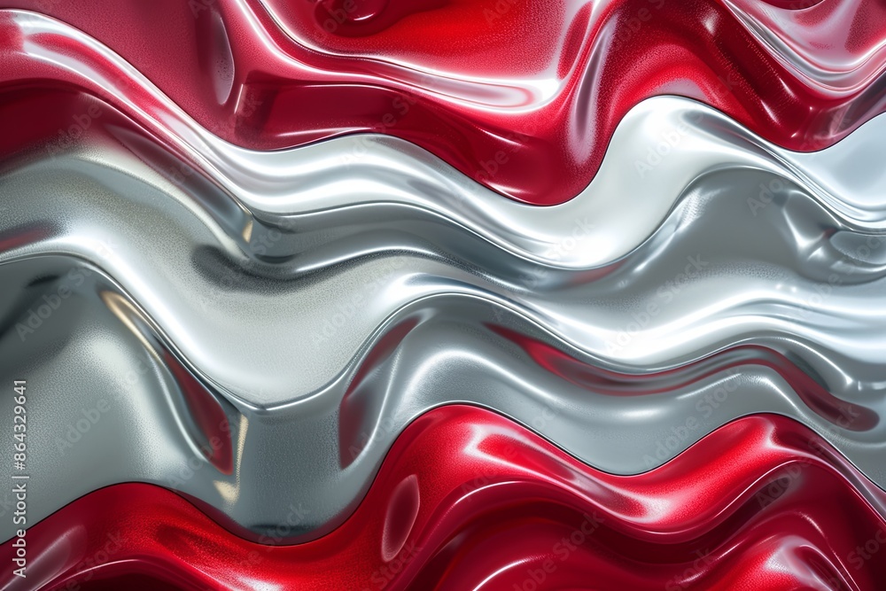 Obraz premium Silver red abstract wavy background created with Generative AI