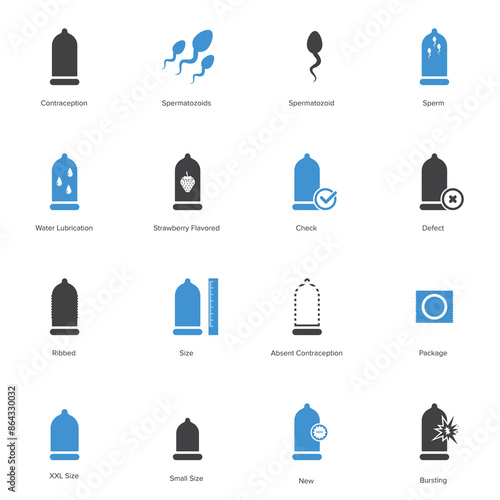Condom icon set. Safe sex icon vector illustration	