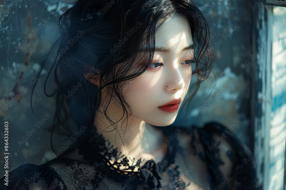 Fototapeta premium Abstract beauty portrait of an Asian model