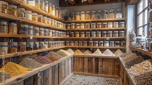Fototapeta Naklejka Na Ścianę i Meble -  A spice shops. stores dedicated to spices. the shops have an elegant and rustic. Generative AI.