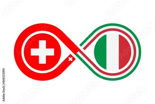 unity concept. switzerland and italy flags. vector illustration isolated on white background
