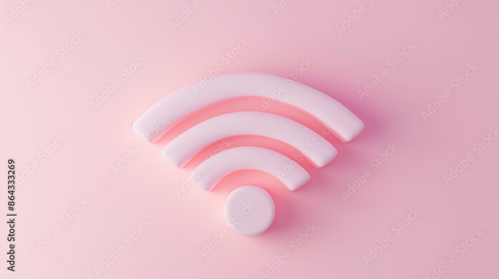 Pink wifi symbol on pastel background, modern wireless internet technology concept. Pink wifi symbol on pastel background, modern wireless internet technology concept.