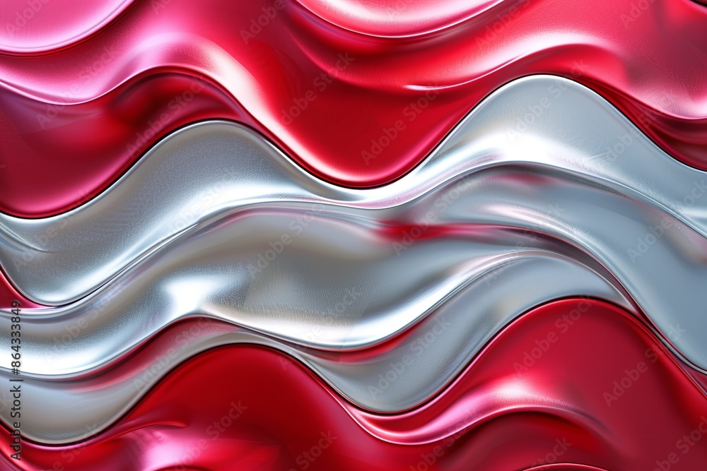 Silver red abstract wavy background created with Generative AI Silver red abstract wavy background created with Generative AI