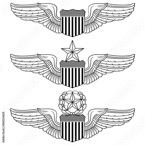 Air Force Pilot Wings Vector File Blank, outline vector, SVG Badge, DXF, CNC Router File, Laser Engraving, Cricut, Ezcad, Digital Cutting File for laser cutting, laser engraving template