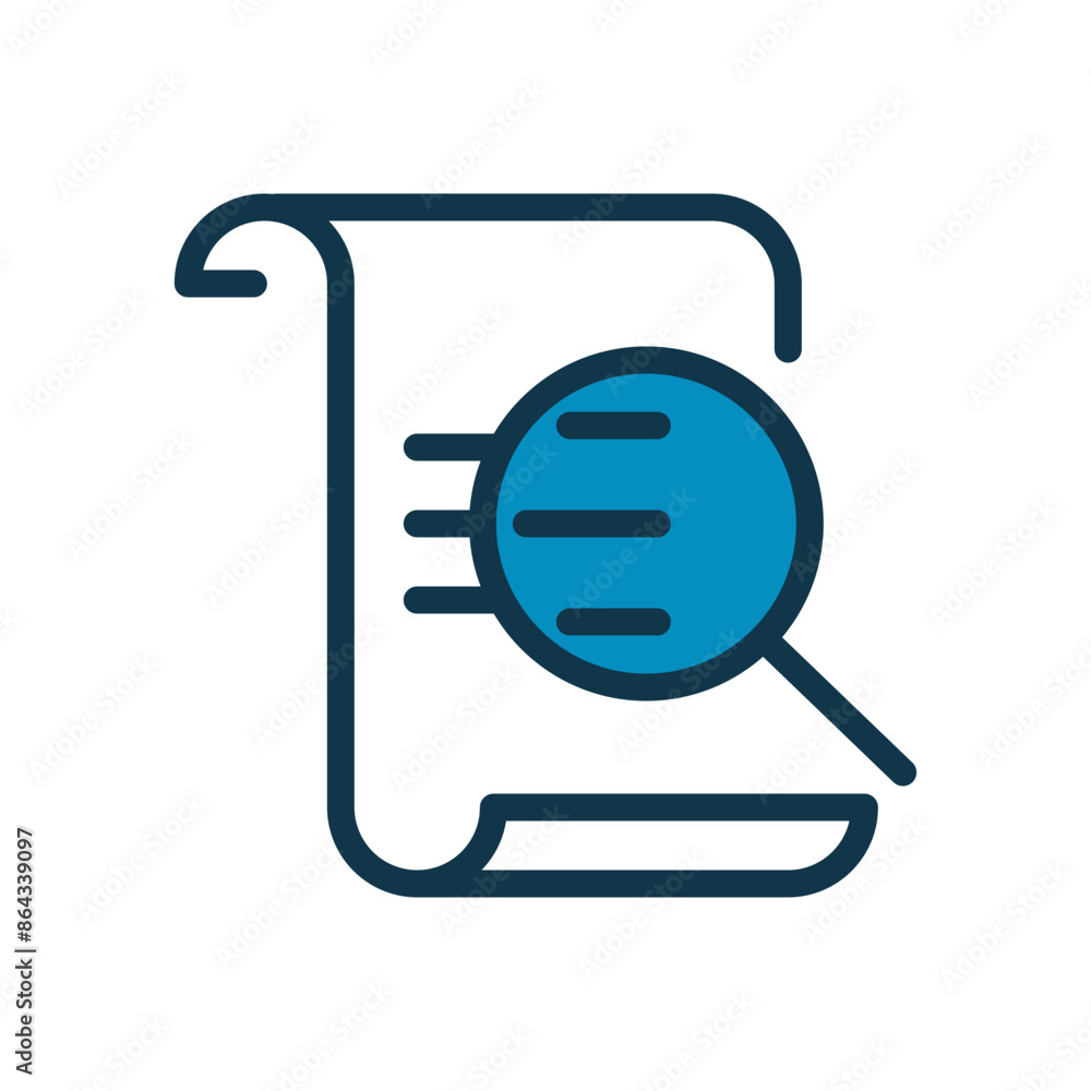 Finding File Icon | Finding Word Icon | Searching Document Icon | Line Art Icon | Semi Filled Style