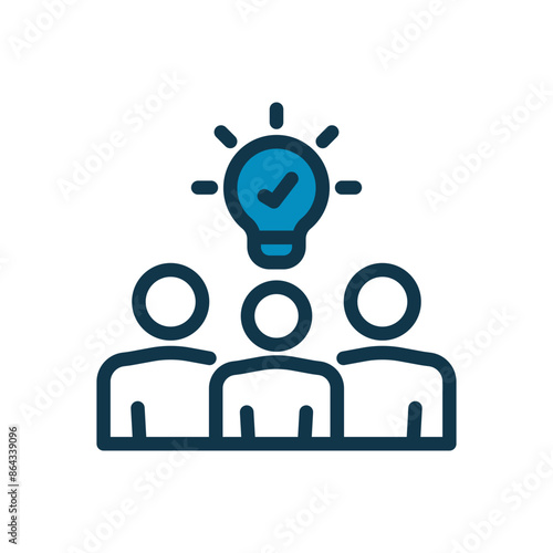 Team Ideas Icon | Team Creativity Icon | TeamWork Icon | Line Art Icon | Semi Filled Style