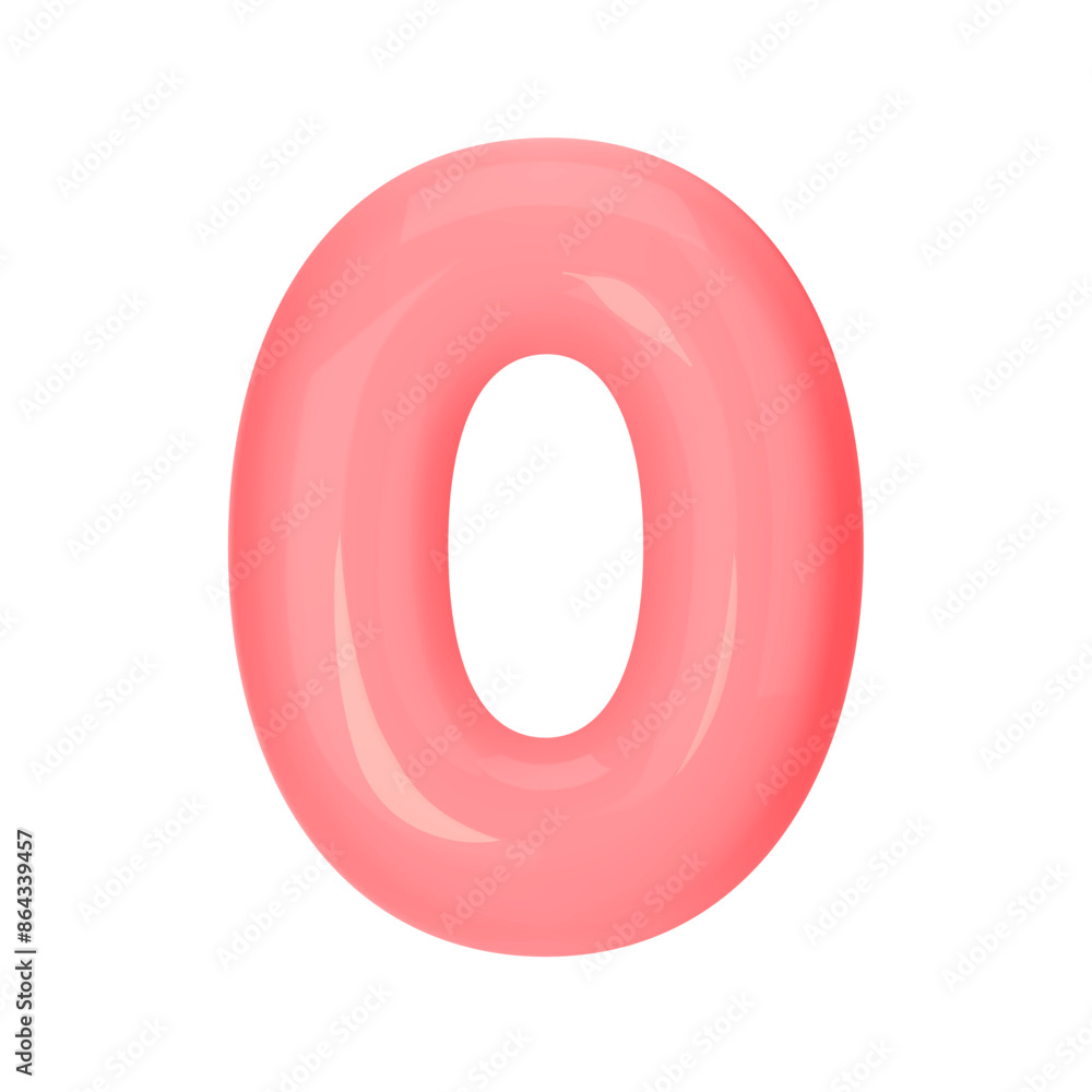 Numeral 0 - Pink Plastic Balloon Number zero Isolated on White Background. 3D Style Vector Illustration Numeral 0 - Pink Plastic Balloon Number zero Isolated on White Background. 3D Style Vector Illustration