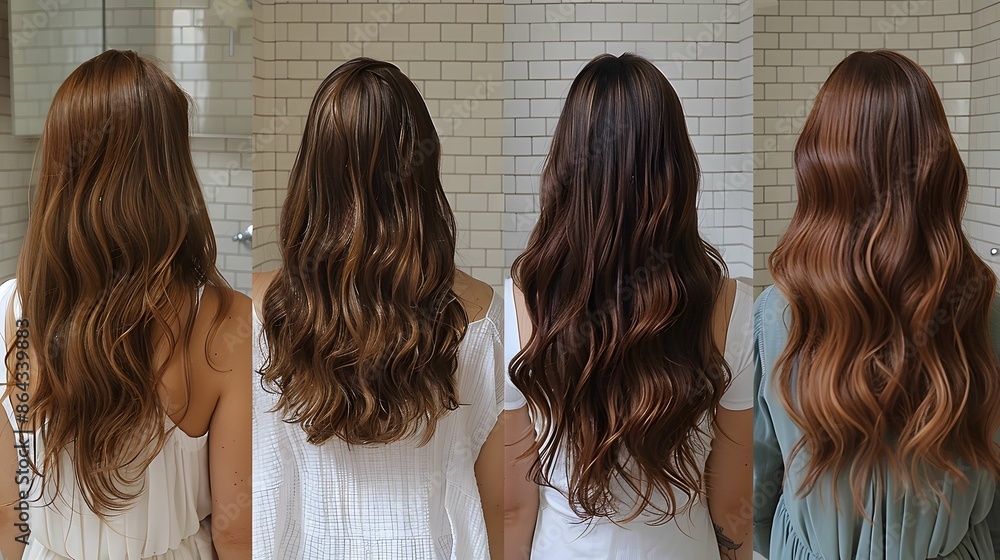 Fototapeta premium Hair transformation: damaged to healthy journey.