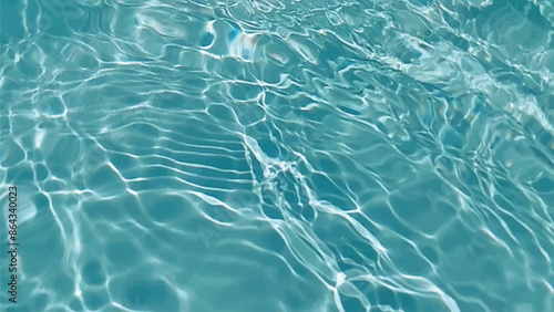 Blue water with ripples on the surface. Defocus blurred transparent blue colored clear calm water surface texture with splashes and bubbles. Water waves with shining pattern texture background.