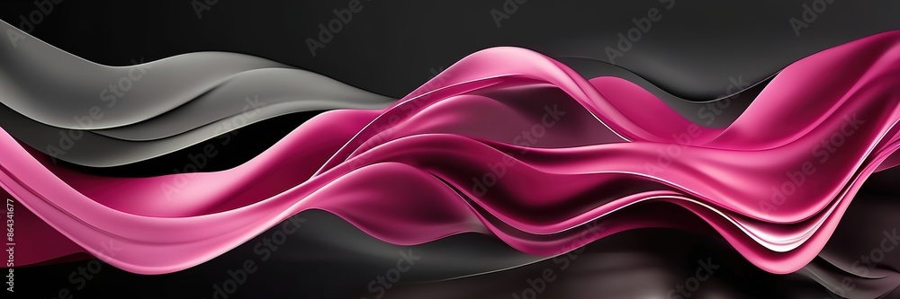Obraz premium Abstract dark pink grey wavy wide background